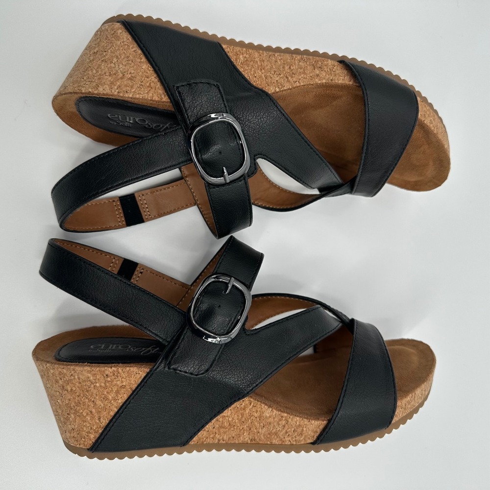 EuroSoft Evelyn Wedge Sandal Black Size 9.5 - Picture 7 of 12